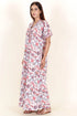 60’s Cotton Short Sleeve Kaftan In Floral Print