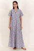 60’s Cotton Short Sleeve Kaftan In Floral Block Print