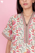 60’s Cotton V-neck Kaftan In Floral Print