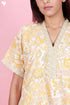 60’s Cotton V-neck Kaftan In Floral Print