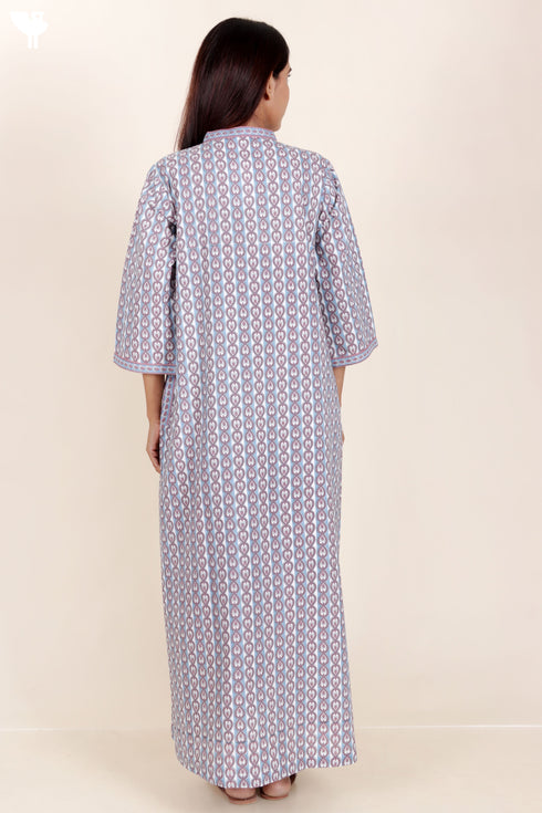 60’s Cotton Full Sleeved Kaftan In Graphic Print