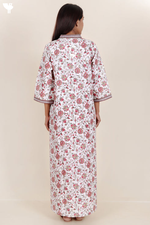 60’s Cotton Full Sleeved Kaftan In Floral Print