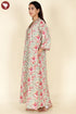 60’s Cotton V-Neck Full Sleeve Kaftan In Floral Print