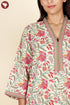60’s Cotton V-Neck Full Sleeve Kaftan In Floral Print
