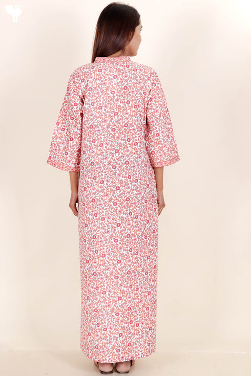 60’s Cotton Full Sleeved Kaftan In Floral Print