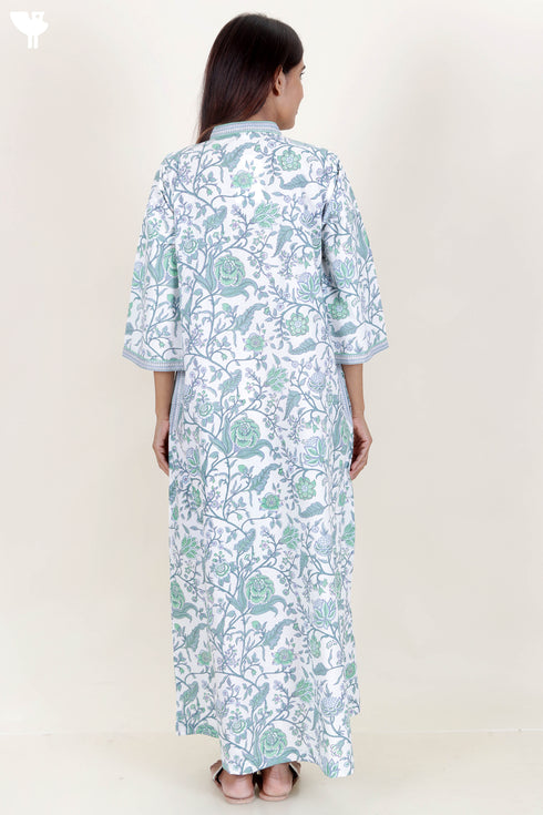 60’s Cotton Full Sleeved Kaftan In Floral Print
