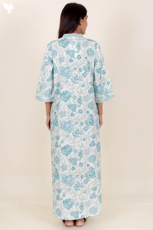 60’s Cotton Full Sleeved Kaftan In Floral Print