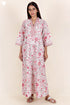 60’s Cotton Full Sleeved Kaftan In Floral Print