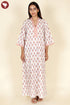 60’s Cotton V-Neck Full Sleeve Kaftan In Floral Print