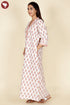 60’s Cotton V-Neck Full Sleeve Kaftan In Floral Print