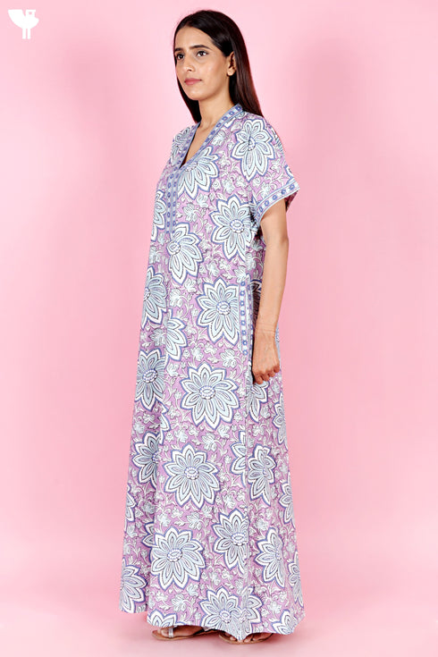 Bizzy Lizzy Kaftan in Floral Block Print