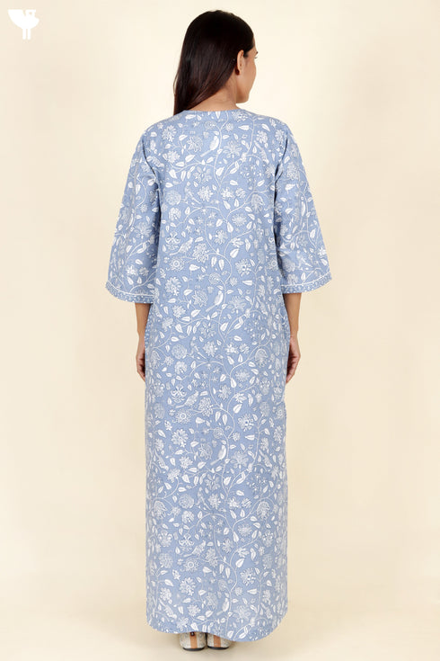 60’s Cotton Full Sleeved Kaftan In Floral Print