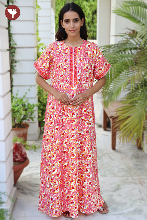 Bizzy Lizzy Front Zipper Kaftan in Floral Print