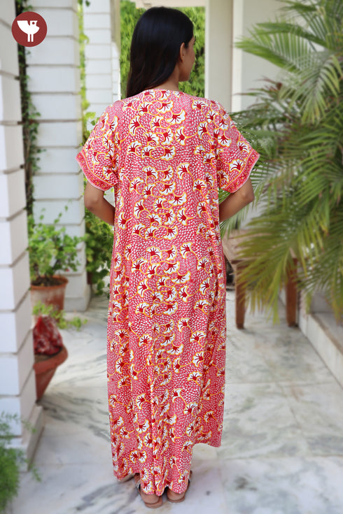 Bizzy Lizzy Front Zipper Kaftan in Floral Print