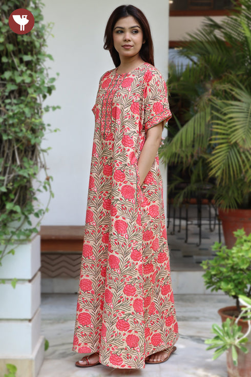 Bizzy Lizzy Front Zipper Kaftan in Floral Print