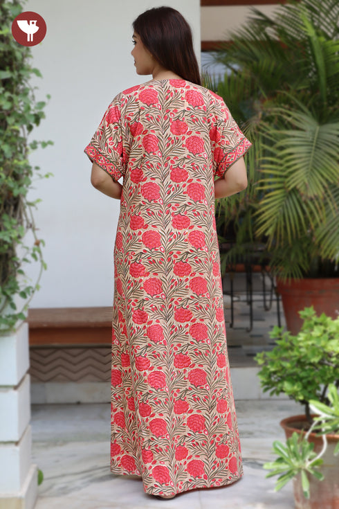 Bizzy Lizzy Front Zipper Kaftan in Floral Print