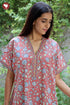 60’s Cotton V-neck Kaftan In Floral Print