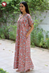 60’s Cotton V-neck Kaftan In Floral Print