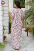 60’s Cotton V-neck Kaftan In Floral Print