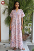 60’s Cotton V-neck Kaftan In Floral Print