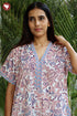 60’s Cotton V-neck Kaftan In Floral Print