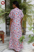60’s Cotton Short Sleeve Kaftan In Floral Print