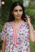 60’s Cotton V-neck Kaftan in Floral Print