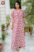 60s Cotton Peach Pink & Orange Floral Kaftan.