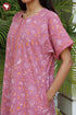 60’s Cotton Half Sleeved Zipper Kaftan in Floral Print
