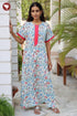 60’s Cotton Half Sleeve Zipper Kaftan in Floral Print