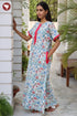 60’s Cotton Half Sleeve Zipper Kaftan in Floral Print