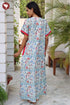 60’s Cotton Half Sleeve Zipper Kaftan in Floral Print