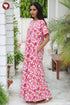 60s Cotton Zipper Front Kaftan In Floral Print