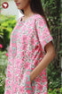 Cambric Satin Zipper Kaftan In Floral Print