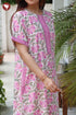 Cotton Satin Zipper Kaftan in Floral Print