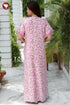 Cotton Satin Zipper Kaftan in Floral Print
