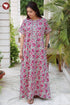 Cotton Satin Front Zipper Kaftan in Floral Print