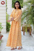 60’s Cotton V-Neck Full Sleeved Kaftan In Floral Print