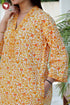 60’s Cotton V-Neck Full Sleeved Kaftan In Floral Print