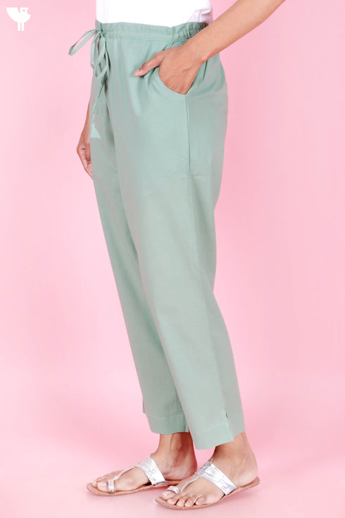 Cambric Cotton Pants In Pistachio