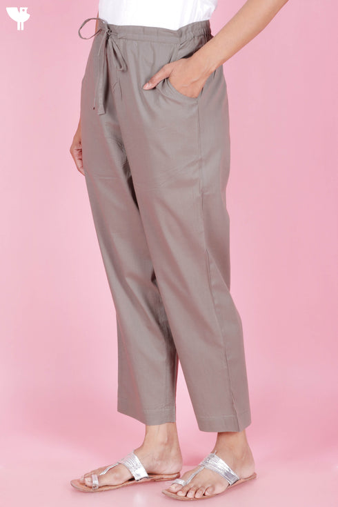 Cambric Cotton Pants in Slate Grey
