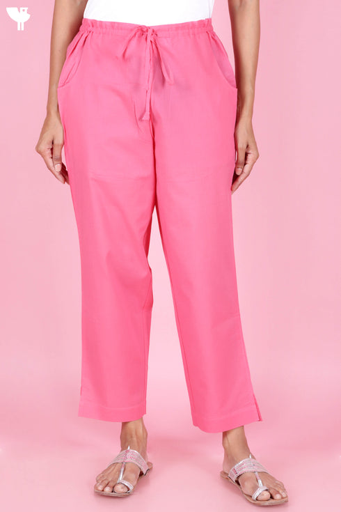 Cambric Cotton Pants In Candy Pink