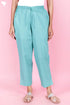 Cambric Cotton Pants In Turquoise Blue