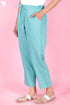 Cambric Cotton Pants In Turquoise Blue