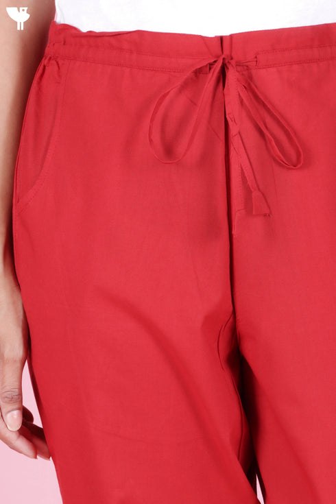 Cambric Cotton Pants In Red