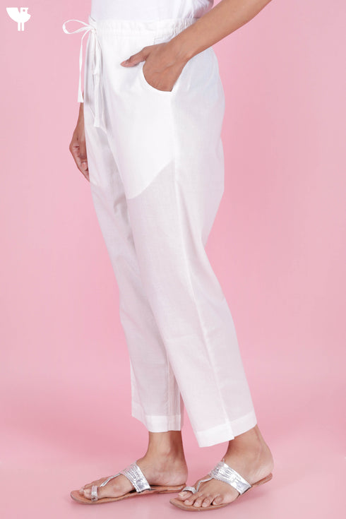 Cambric Cotton Pants In Off White