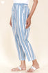 Cambric Cotton Straight Pants In Striped Block Print