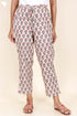 Cambric Cotton Straight Pants In Block Print