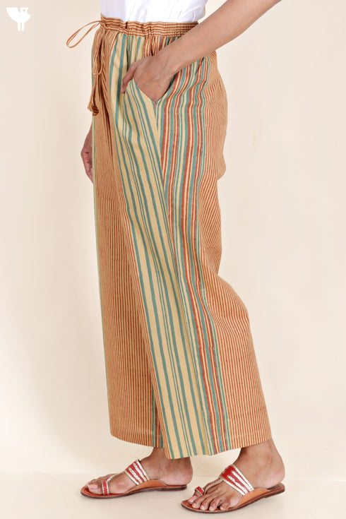 Cambric Cotton Pants in Block Print