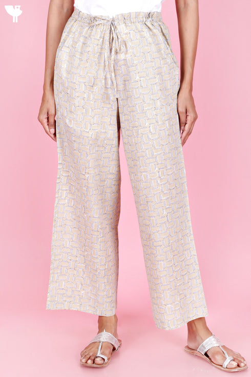 Cambric Cotton Pant In Block Print